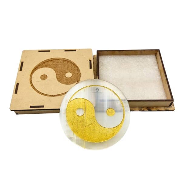 Natural Selenite Yin Yang Design Charging Plate