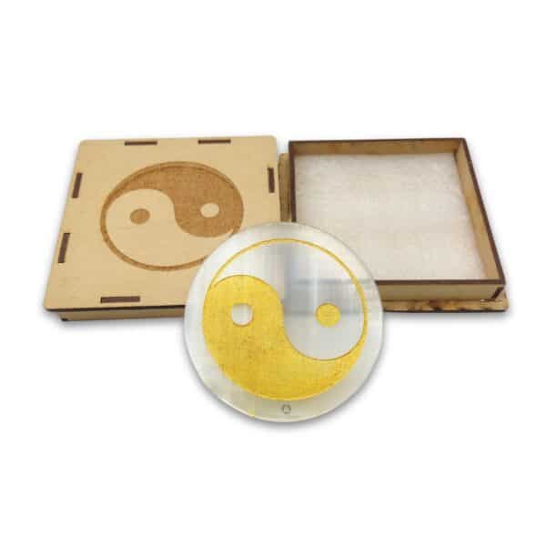 Natural Selenite Yin Yang Design Charging Plate